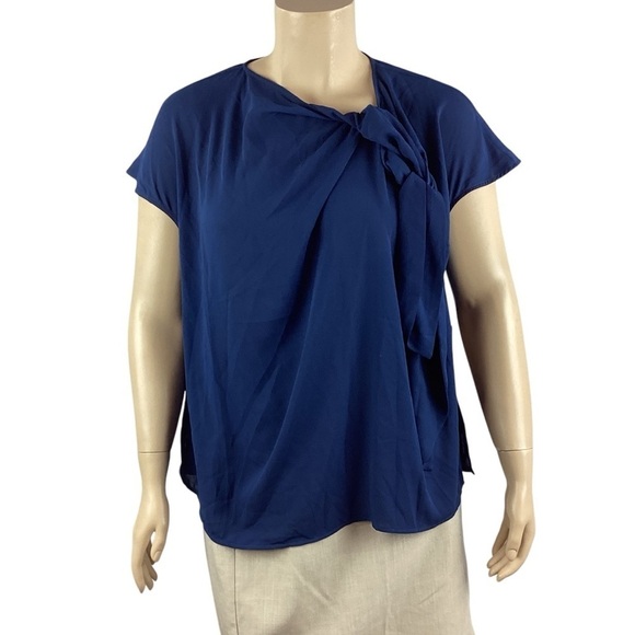 Eloquii Draped Tie Detail Top Size 16 Blue - Picture 1 of 7
